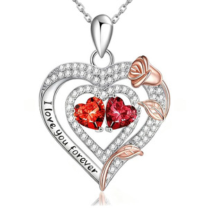 Cadeaux de Noël personnalisés pour femme - Collier en <span class=keywords><strong>argent</strong></span> sterling 925 <span class=keywords><strong>avec</strong></span> double <span class=keywords><strong>pierre</strong></span> de naissance, cadeaux <span class=keywords><strong>d</strong></span>'anniversaire pour femme - Product Image 5