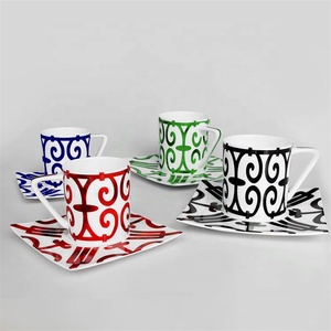 Tasse de café et soucoupe en céramique, 4 couleurs, nouveau style en fer, - Product Image 1