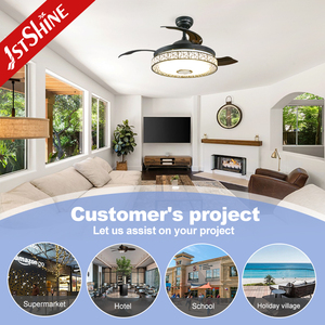 1stshine LED quạt trần xu hướng sản phẩm 3 lưỡi nhựa 42 inch âm nhạc đa chức năng Hidden Blades quạt trần ánh sáng - Product Image 5