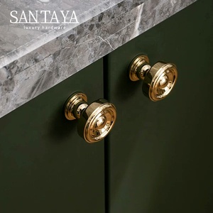 Santaya Solid PVD Gold Brass Handles Kitchen Cabinet Pulls Bedroom Wardrobe Drawer <strong>Knobs</strong> Furniture Handle - Product Image 6