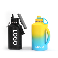 Pichet demi-gallon 74oz 64oz 32oz Gym en acier inoxydable Thermos sous vide poignée de sport bouilloire support de téléphone magnétique 12-24 heures thermique