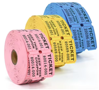 Billets de tombola à double perforation, numérotés consécutivement, imprimés en offset, sur rouleaux de papier couché