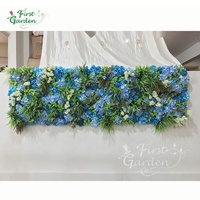 Tanaman Kain Buatan Hydrangea Biru Taman Pertama untuk Dinding Bunga Gulung Indoor, Cocok untuk Pernikahan, Gereja, Pesta, Acara, Perusahaan, Hotel