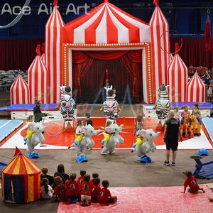 Tente gonflable personnalisée d'arc de cirque de 6x4m avec décoration d'événement durable à rayures rouges et blanches pour les fêtes, les carnavals et les promotions - Product Image 2