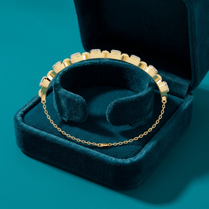 Classic 18K <b>Gold</b> Plated Diamond <b>Bracelet</b> Channel Setting Round Brilliant Cut Women's Alloy Chain Link Jewelry Gift - Product Image 3