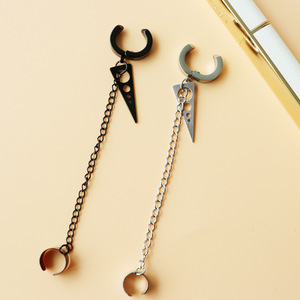 Pendientes de Clip Geométricos Triangulares de Acero Inoxidable y Aleación de Zinc, Estilo Punk Hip Hop Urbano, Joyería para Perforaciones Dobles en la Oreja - Product Image 3