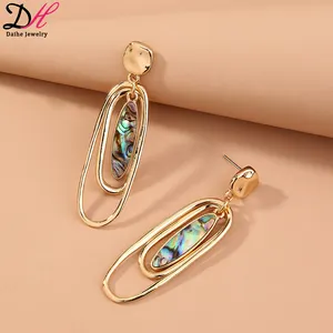 Daihe 2024 Vintage Sieraden Ovale Zeevruchten Vorm Abalone Shell Multi Layer Mode Grote Oorbellen Eenvoudige En Elegante Oorbellen