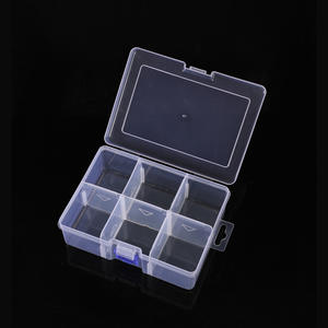Caja de almacenamiento de plástico transparente con 6 compartimentos y tapa para joyería, herramientas, organización, diseño cubierto con forma rectangular - Product Image 4