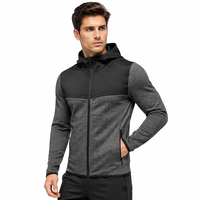 Veste de sport décontractée pour homme à capuche brodée, coupe ajustée, séchage rapide, pour entraînement en salle de sport, automne-hiver, fitness, course à pied, avec fermeture éclair