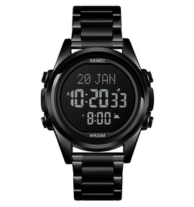 Azan — montre-bracelet multi-fonctionel pour hommes, montre musulmane de luxe en acier, numérique, collection <span class=keywords><strong>1667</strong></span> - Product Image 1