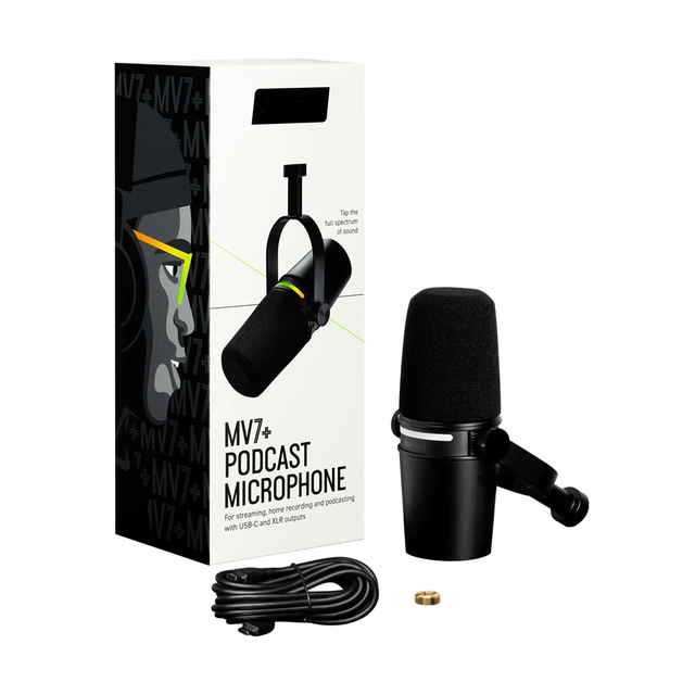 MV7+ Type C XLR Dynamic Microphone with Touch Controls Built-in DSP Noise Cancelling for Podcasting and Streaming