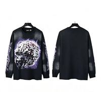 T-shirts amples en coton imprimé, hauts de mode en gros, t-shirts personnalisés à manches longues pour hommes