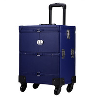Valise de Maquillage Professionnelle à Roulettes en ABS et Aluminium, Modèle KC-393, Haute Qualité, Résistante, avec Panneaux en ABS et Couverture en Aluminium