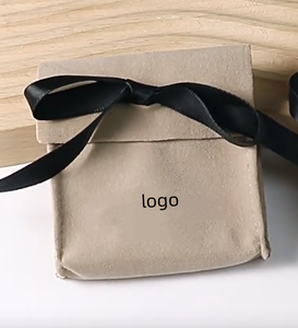 Luxury Custom Logo Printed Microfiber Jewelry Container Recyclable Ribbon <b>Envelope</b> Herringbone Dust Bag <b>Gift</b> Patch Microfiber - Product Image 4