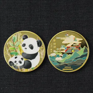 Custom Logo 3D Coin UV Printing Style Panda Animal Cartoon Collectible Souvenir Challenge Coin