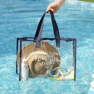 Whosale Summer Beach Bag Grande Capacidade Mulheres Bolsa De Plástico Impermeável Limpar Bag PVC Tote Bags