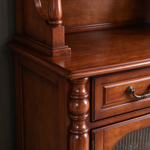 Credenza Vintage Americana in Legno Massello con Portabicchieri, Mobile Buffet di Lusso per Sala da Pranzo e Bar - Product Image 4