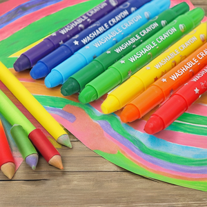 Juego de 10 crayones de cera sedosa no tóxicos, 6 colores, borrables, lavables para niños pequeños, con punta de pincel oblicua, giratorios, para colorear papel - Product Image 2