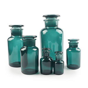30ml 60ml 125ml 250ml 500ml 1000mlガラスコルク蓋付きカプセル試薬ボトル用塗装ヴィンテージグリーンガラスボトル - Product Image 1