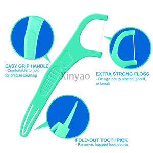 Hilo dental menta con logotipo personalizado con tecnología avanzada de limpieza sin rotura, alcance plegable de doble extremo de larga duración, doble sabor - Product Image 2