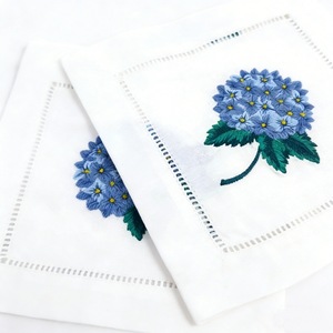 <span class=keywords><strong>Serviette</strong></span> en <span class=keywords><strong>tissu</strong></span> brodée d'hortensias, coins perforés, bords cousus, sous-verre, best-seller transfrontalier - Product Image 4