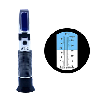 Quy mô kép 0-32% xách tay cầm đường mặn Muối <span class=keywords><strong>Brix</strong></span> ATC khúc xạ ± 1% Độ chính xác cho hồ cá nước biển - Product Image 4