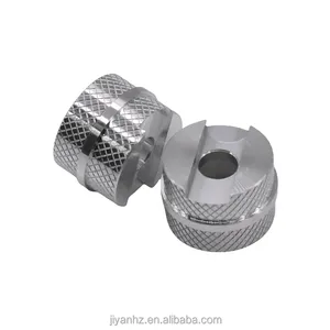 JIYAN, precio de fábrica, componente mecánico de torneado, perilla de inserción moleteada pequeña, servicios de procesamiento de aluminio CNC ranurado