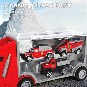 Modèle <span class=keywords><strong>de</strong></span> voiture <span class=keywords><strong>de</strong></span> <span class=keywords><strong>pompier</strong></span> en gros 1/64 dans un <span class=keywords><strong>camion</strong></span> <span class=keywords><strong>de</strong></span> rangement portable, trois petites voitures miniatures moulées sous pression, voitures miniatures réalistes à bas prix - Product Image 6
