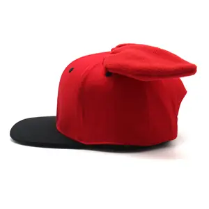 Custom Hip Hop 6 Panel Cotton Flat Brim Embroidery Plastic Snapback Hats With Rabbit's Ears