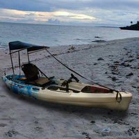 Kayak de pêche et de tourisme monoplace en plastique rotomoulé HDPE de 11 pieds avec propulsion à pédales, moteur électrique, léger, pour 1 personne, idéal pour le surf