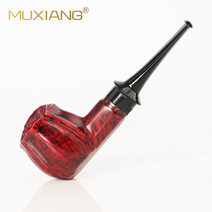 Muxiang Handmade Briarwood Tobacco Pipe Bent Type With Vulcanized Mouthpiece Men's Smoking Accessory - Product Image 2