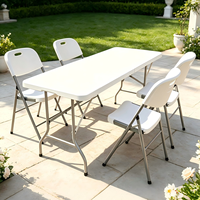 Table pliante rectangulaire en plastique blanche pour l'extérieur, table pliante pour les fêtes