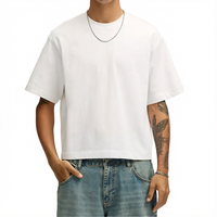 T-shirt court ample pour homme 100 % coton, coupe épurée, effet vintage délavé, impression personnalisée disponible