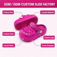 Zuecos EVA Ligeros Antideslizantes para Niñas, Diseño Personalizado OEM, con Agujeros en Forma de Corazón, Flores 3D, Color Rosa y Magenta, Divertidos para Niñas Pequeñas