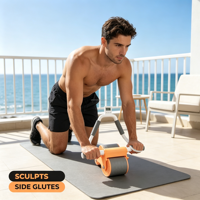Rodillo Abdominal para Reducción de Grasa en Interiores para Adultos, Herramienta Doméstica con Rebote Automático para Entrenamiento y Ejercicio de Abdomen y Cintura