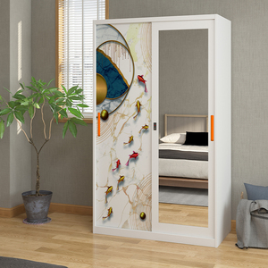 Armario de Puerta Corredera de Acero Estándar para Dormitorio y Comedor, Muebles de Sala de Estar, Diseño Moderno y Simple, Armario con Barras para Colgar - Product Image 3