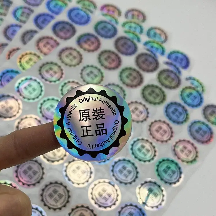 Vendita calda ovale rotonda Anti-finta etichetta 3D ologramma Laser argento sigillo di sicurezza adesivo