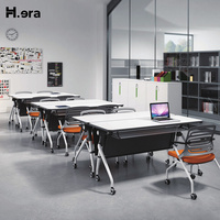 Table de formation mobile moderne avec roulettes, table de conférence pliable à rabat pour salle de réunion multifonctionnelle