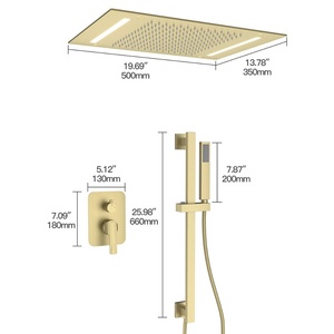 <span class=keywords><strong>Douche</strong></span> de luxe 20*14 pouces de style américain en acier inoxydable noir mat avec lumière LED encastrée au plafond et douchette à main à tige réglable <span class=keywords><strong>pour</strong></span> hôtel - Product Image 2