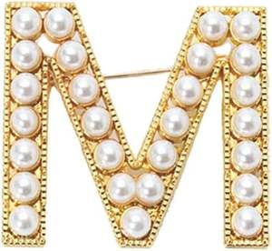La migliore vendita Unisex nome iniziale elegante lettera spilla di perle parola modesta grandi gioielli alfabeto femminile per regalo di festa di nozze - Product Image 1