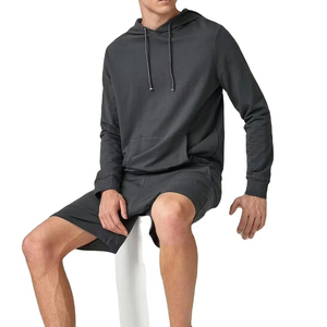 Ensemble de survêtement pour homme 100% coton, sweat à capuche et short, vêtements de tous les jours pour l'automne, streetwear tendance - Product Image 1