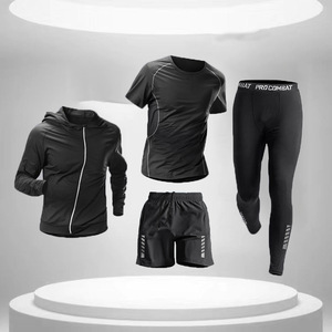 4 pz pantaloni a compressione camicia Top giacca a maniche lunghe set atletici abbigliamento da ginnastica da uomo allenamento - Product Image 3