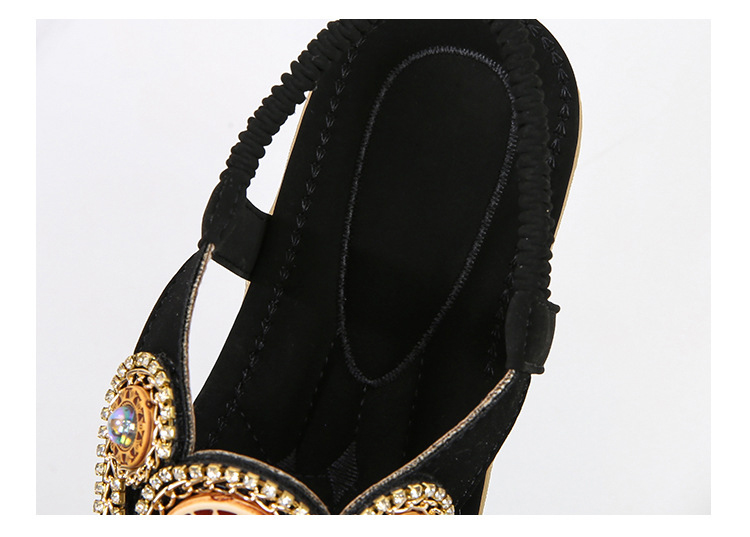 New Bohemian Sandals Simple Casual Flat Bottom Clip Toe Comfortable Rhinestone Sandals Femme