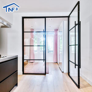 Modern Design Metal French Door Entrance Door Use Tempered <strong>Glass</strong> for Hotel Workshop Casement Door - Product Image 3