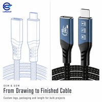 Câble USB4 LUNGKAY 40 Gbps 240 W Type C Mâle vers Femelle Paire Torsadée Vidéo 8K PD 3.1 EPR OEM Personnalisé
