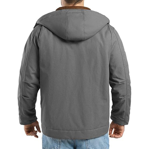 Blouson d'hiver pour homme, résistant à l'eau, à capuche, 100% coton, fermeture éclair, coupe décontractée, veste utilitaire isolée avec poches - Product Image 6