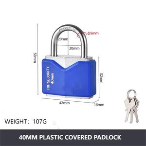 Venta caliente 40 50 60 70 MM colorido verde azul naranja diamante carcasa de plástico recubierto candado de hierro - Product Image 6