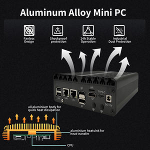 Mini PC industriel embarqué N100/N150 sous Linux, <span class=keywords><strong>RAM</strong></span> DDR5, double LAN, affichage 4K 60Hz, port COM DB9, boîtier sans ventilateur pour l'industrie - Product Image 4