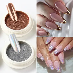 Full Beauty - Juego de 6 Polvos Brillantes para Uñas con Efecto Cromo, Color Blanco Espejo, Pigmento Dorado y Plateado, Holográfico, Iridiscente, Metálico - Product Image 4
