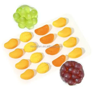 Hot Selling Jelly Fruit Soft Candy Popular Mango Durian Orange Green Grape Shape Peeling Gummy Candy Wholesaler